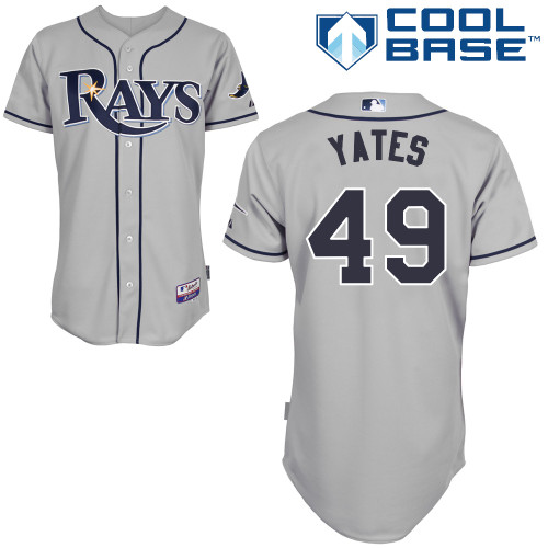 Kirby Yates #49 MLB Jersey-Tampa Bay Rays Men's Authentic Road Gray Cool Base Baseball Jersey